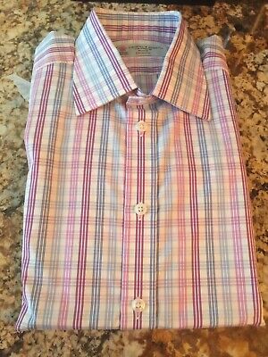$450 Exclusive Collection Turnbull & Asser (T&A) Multi-Color Check Shirt 16