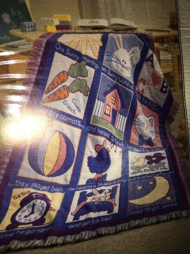 Triple Woven Tapestry Throw Blanket Baby Blanket Mr.Bunny 36”x48” NIP