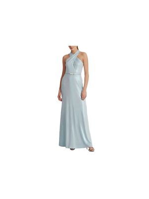 

LAUREN RALPH LAUREN Женское голубое платье без рукавов на подкладке с поясом, Light blue
