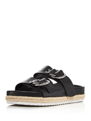 Женские кожаные эспадрильи AQUA Womens Black Kai на платформе с круглым носком без застежки 6