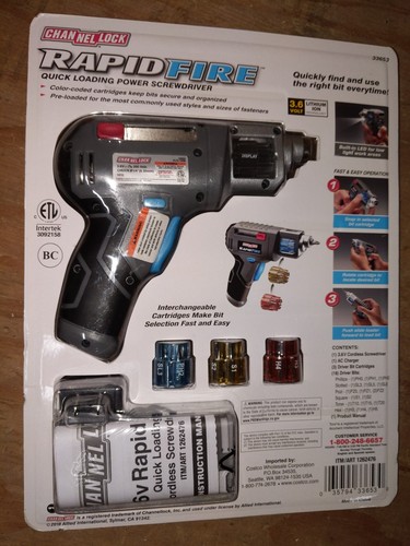 Channel Lock Rapid Fire Quick Loading Power Screwdriver ~New,  Factory Sealed