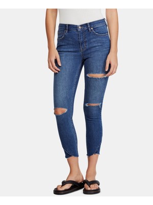

Голубые рваные джинсы скинни для женщин FREE PEOPLE Талия 24, Синий, OB901605