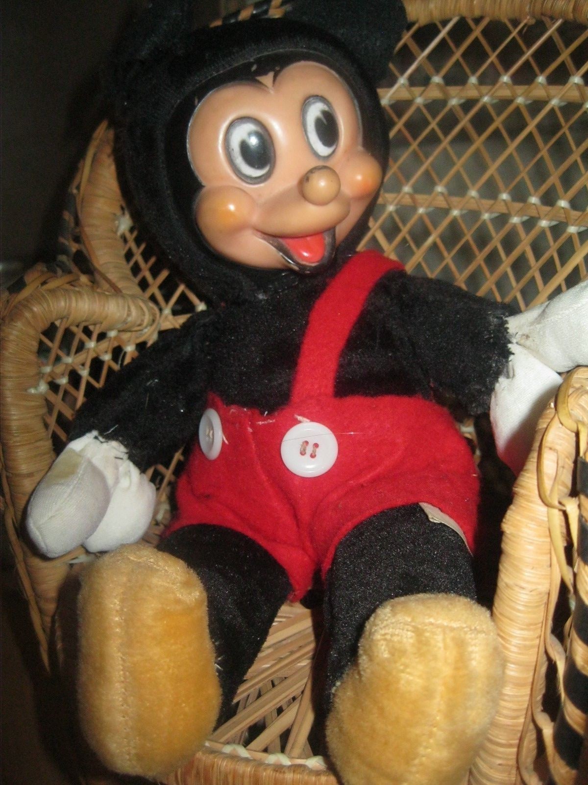 0LD soft MICKEY MOUSE` WOOLIKIN LABEL JAPAN MADE WALT DISNEY PRODUCTIONS