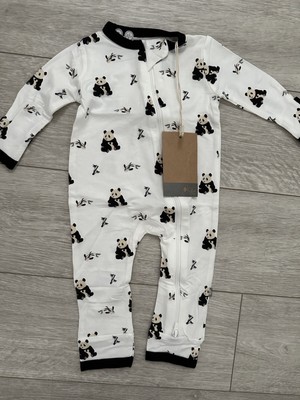 Kyte Baby Zip Romper Black & White Zen Panda Bears 0-3 Months NWT - Sold Out