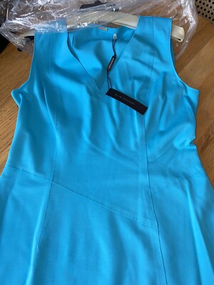 NEW Elie Tahari 12 Large Dress Asymmetric Calm Sea Turquoise Blue Hi Low Lexcy