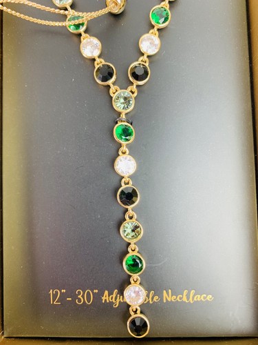 Gold BEAUTIFUL Cubic Zirconia Earrings and Necklace set *Bright Cocktail*