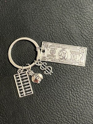 UNIQUE NEW SILVER TONE DOLLAR SIGN MONEY BAG KEY CHAIN ''NOVELTY'' FREE SHIPPING!
