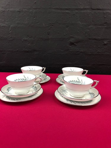 4 x Paragon Blue Grass Tea Trios Cups Saucers and Side Plates Last Set Available
