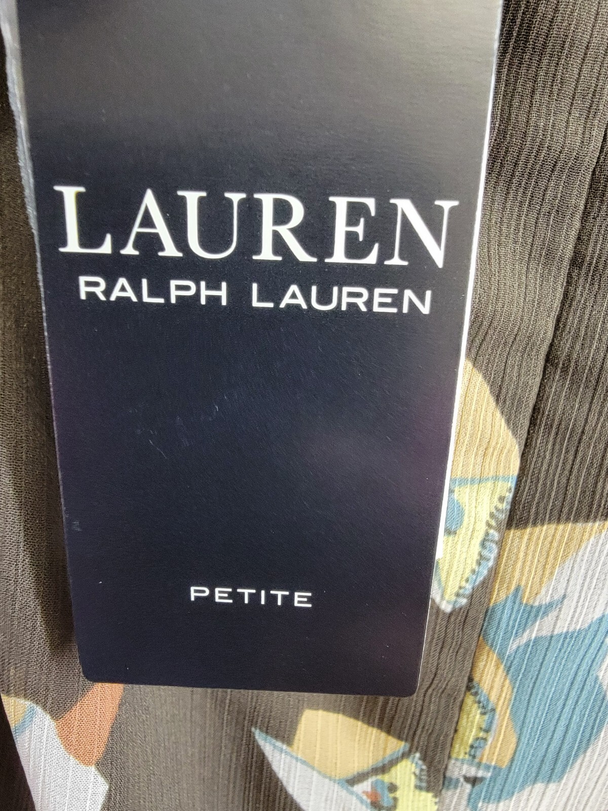 Lauren Ralph Lauren Petite Floral Flutter-Sleeve Dress Women's 10P Brown Multi - Picture 16 of 17