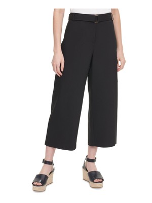 

CALVIN KLEIN Женские черные укороченные брюки с поясом D-ring Wear To Work Широкие брюки, Черный, M0FKW224