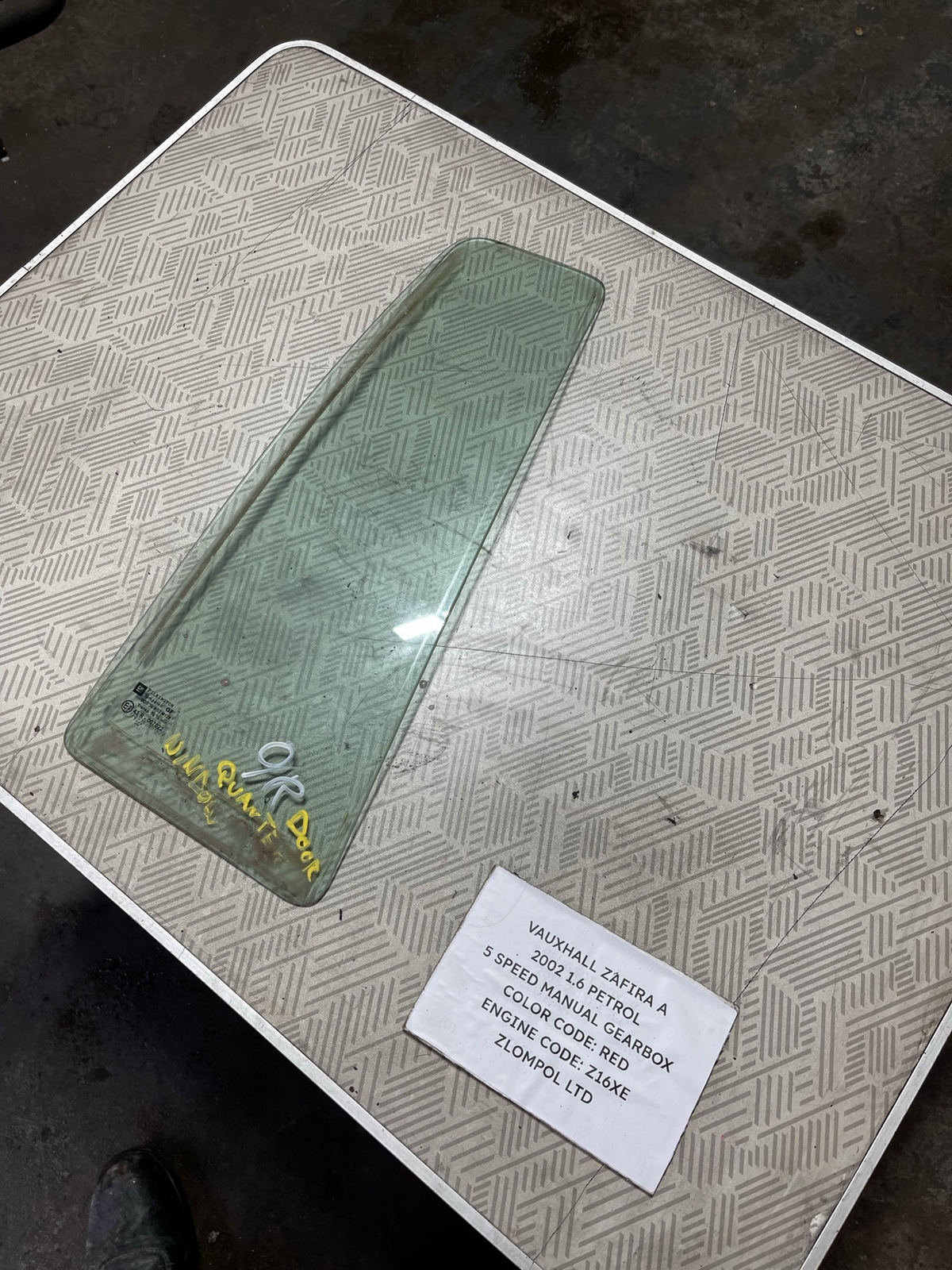 Vauxhall Zafira A 2002 1.6 Petrol O/S/R Door Quarter Window Glass 43R-007022