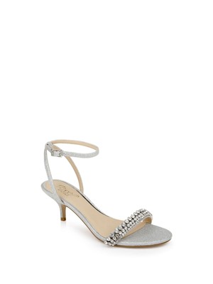 

BADGLEY MISCHKA Женские серебряные босоножки Loren с круглым носком на каблуке-рюмочке 9 м, Серебряный, JW4224