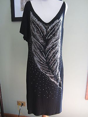 Neiman Marcus Black Modal Diamond Evening Party Dress Size M