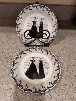 NEW Set of 2 Fun Bones 7 1/2'' Side Plate with 2 Lady Skeletons Getting Married