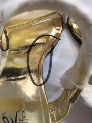 SIZZLE BY COLORIFFICS OAHU GOLD HIGH HEELS W/RHINESTONES - SZ 9-1/2 MEDIUM