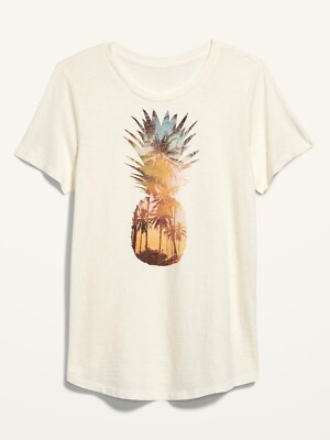 NWT Old Navy Women s T-Shirt Pineapple Short Sleeve Tee Palm Tree Size Small