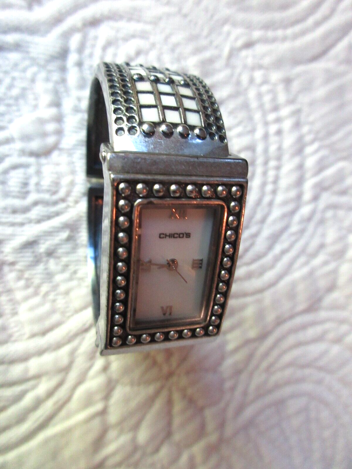 chico-deco♡ CHICO'S VINTAGE ART DECO WATCH JAPAN MOVEMENT FLEXIBLE CUFF BAND