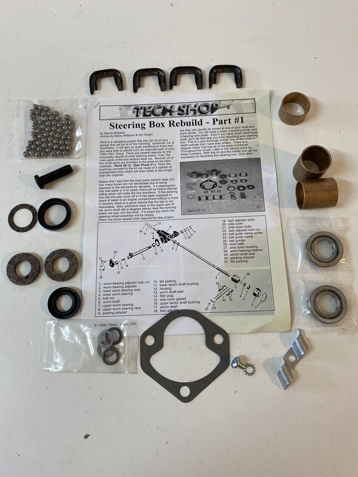 1955 1956 1957 CHEVY ALL PASSENGER CAR STEERING BOX OVERHAUL REBUILD KIT 55 57