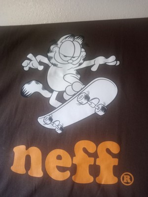 Vintage Style GARFIELD Skateboarding T Shirt NEFF Mens Size L Brown Short Sleeve
