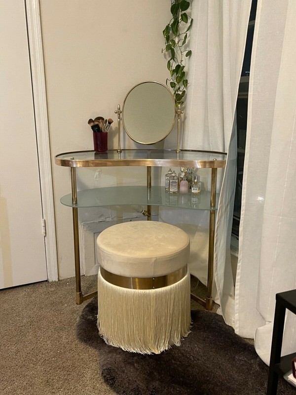 Luigi Massoni Dilly Dally Dressing Table Vanity in Brass with Star Frosted Glass