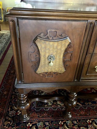 Art Deco Walnut Sideboard With Original Cast Brass Pulls