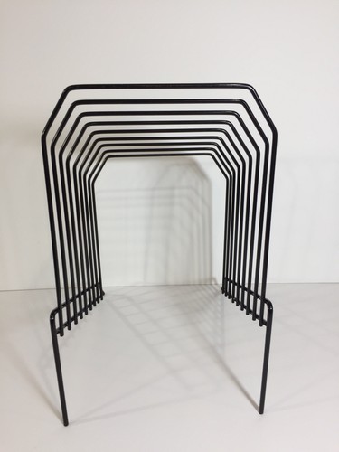 Vintage Black Metal Wire Retro Record Album 33 LP Holder Rack Display Stand
