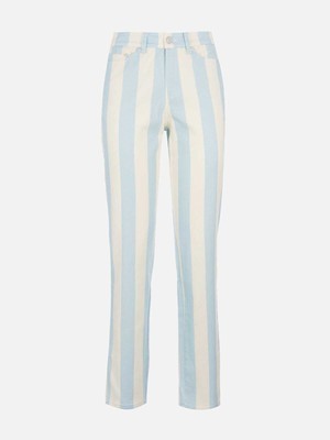 Pre-owned Saint Barth Mc2  Woman Light Blue Striped Print Denim Belleville