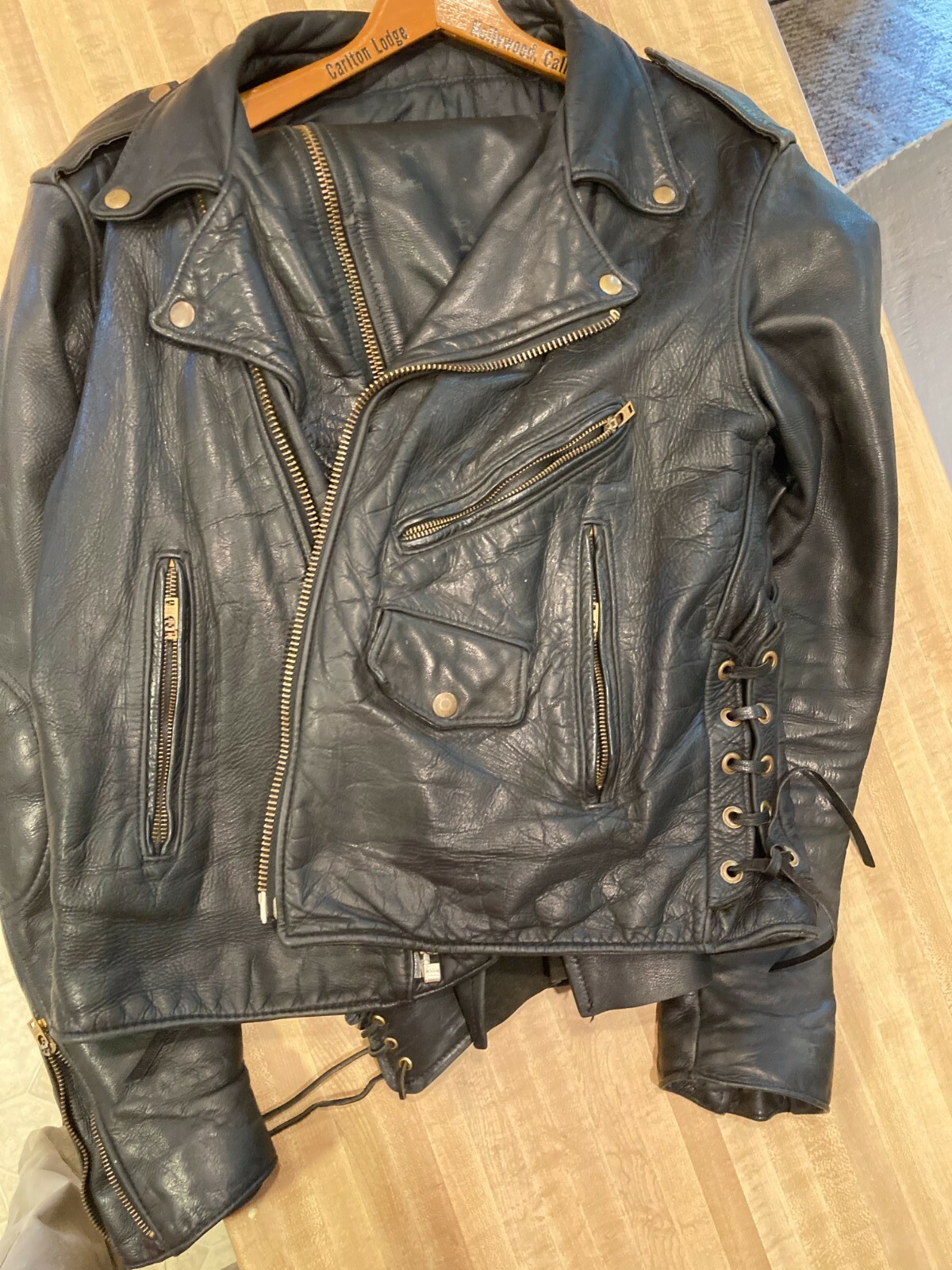 California Creations Leather Jacket Size 44 and Vanson Leather Chaps Size 34-42