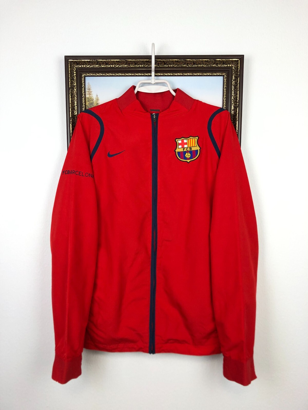 Nike FC Barcelona ジャケット 赤 Nike Barcelona Red Jacket XL Soccer Authentic Zipper Retro