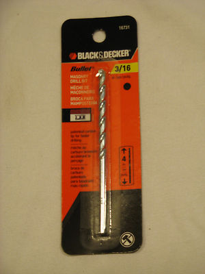 Black & Decker 3/16'' Bullet  Premium Masonry Bit , 4-Inch X 1/4'' #16731