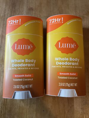 Lume Smooth Solid Toasted Coconut Aluminum Free Deodorant 2.6oz (Qty2)