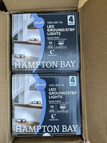 2 Boxes Hampton Bay Solar 10 Lumens Black Outdoor LED Deck a