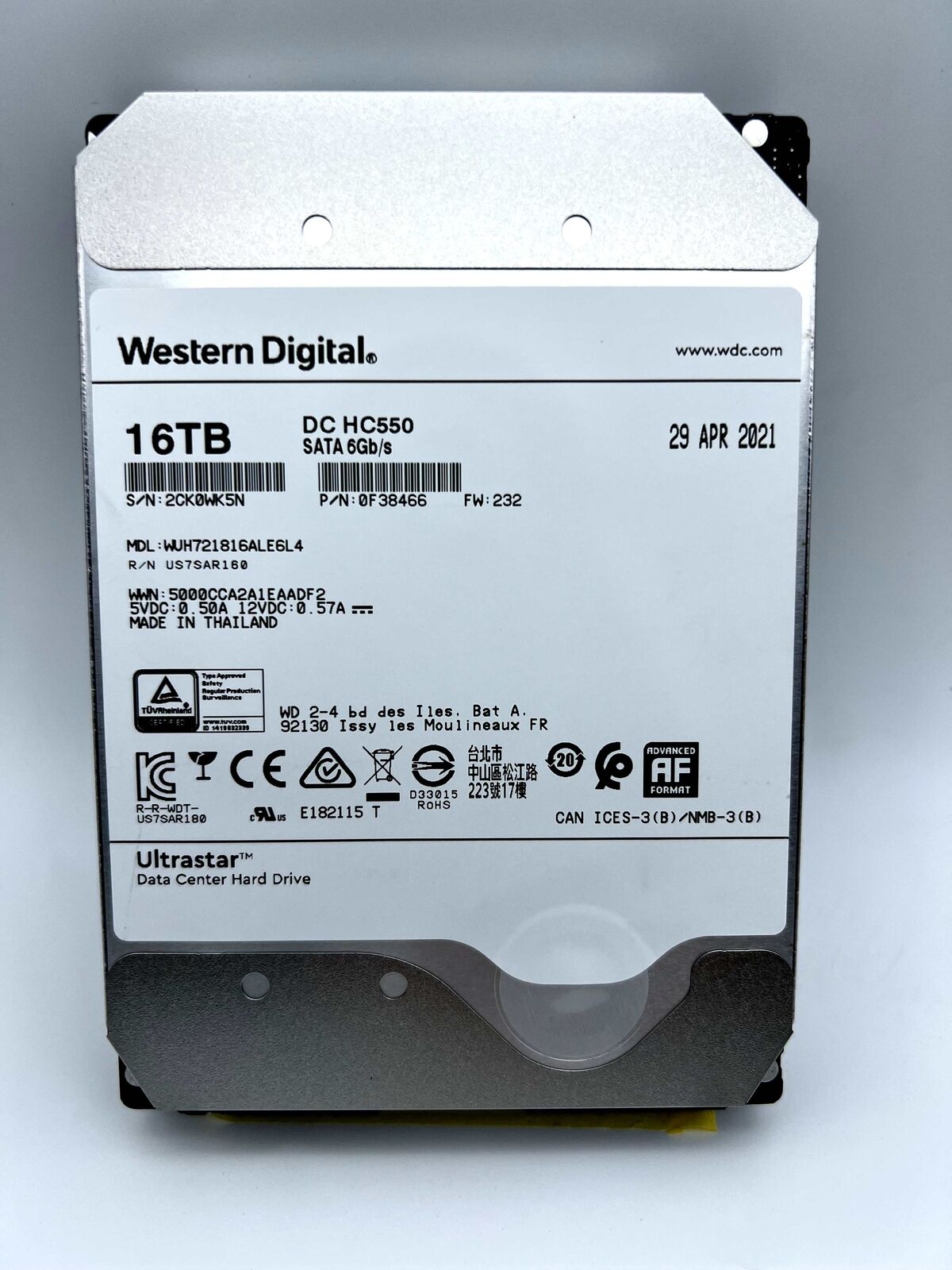 WD Ultrastar DC HC550 16TB SATA 3.5 WD Ultrastar DC HC550 16TB SATA 3.5