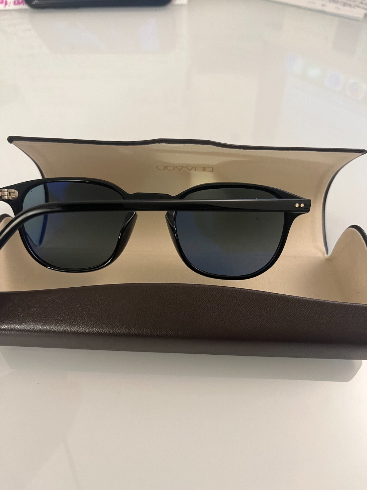 Pre-owned Oliver Peoples Fairmont 49mm Sun In Black Blue Photocromic Msrp$486