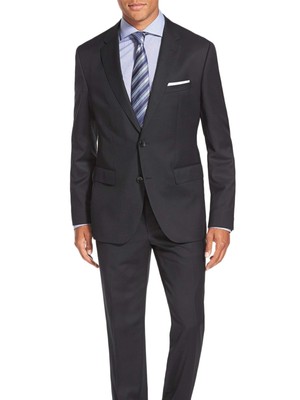 

Hugo Boss Aamon/hago Slim Fit однотонный черный костюм из эластичной шерсти на двух пуговицах