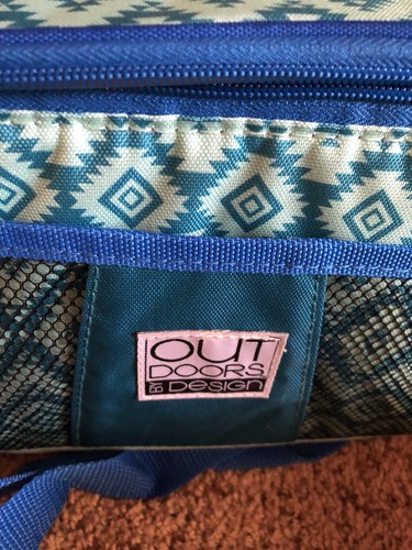 6 Can Cooler Tote Bag Aztec Design Blue Green Summer Beverage Pool Beach