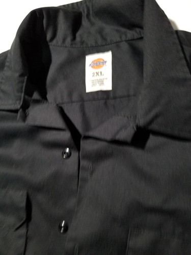 DICKIES Black Short Sleeve Twill WORK SHIRT Men's Size 2XL XXL