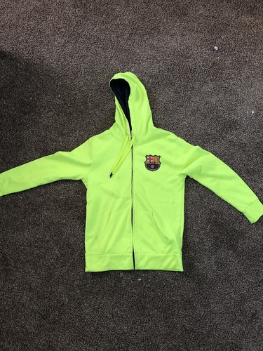 Fc Barcelona Soccer Zip Front Fleece Hoodie Sweatshirt Jacket Used Size Small