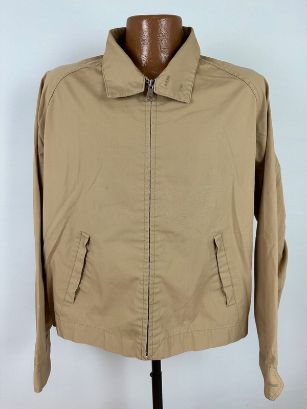 Vintage Envoy Now Jacket Men Large L Tan Full-Zip Bomber Hipster Preppy Minimal
