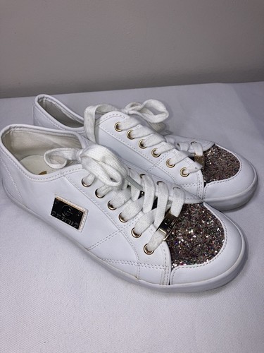 Guess GGMatrix Leather Shoes Multi Color Glitter Tongue Gold
