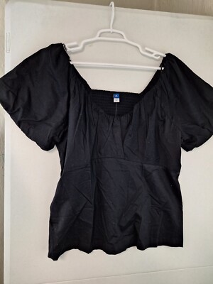 Old Navy Waist Defined Smocked Back Top Tall Women's XLT Black NWT