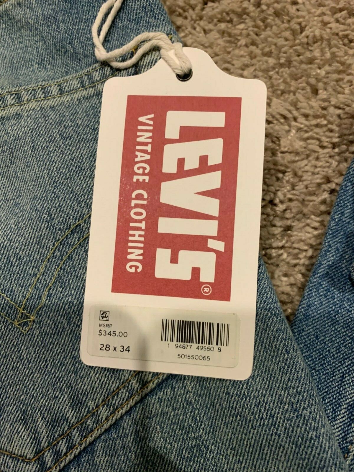 Pre-owned Levi's Lvc 1955 501 Xx Selvedge Jeans Men's 28x34 Rt$345 0065 In Blue
