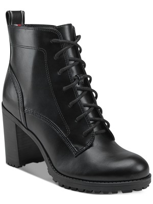 

TOMMY HILFIGER Женские черные ботильоны Rugged Lug Logo Elyssa с круглым носком, длина 9,5 м, Черный, TWELYSSA