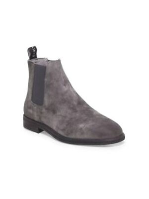 

ALLSAINTS Мужские серые кожаные ботинки без шнуровки с язычком Harley Toe Block Heel Slip On Leather Boots, Серый, ZM0107