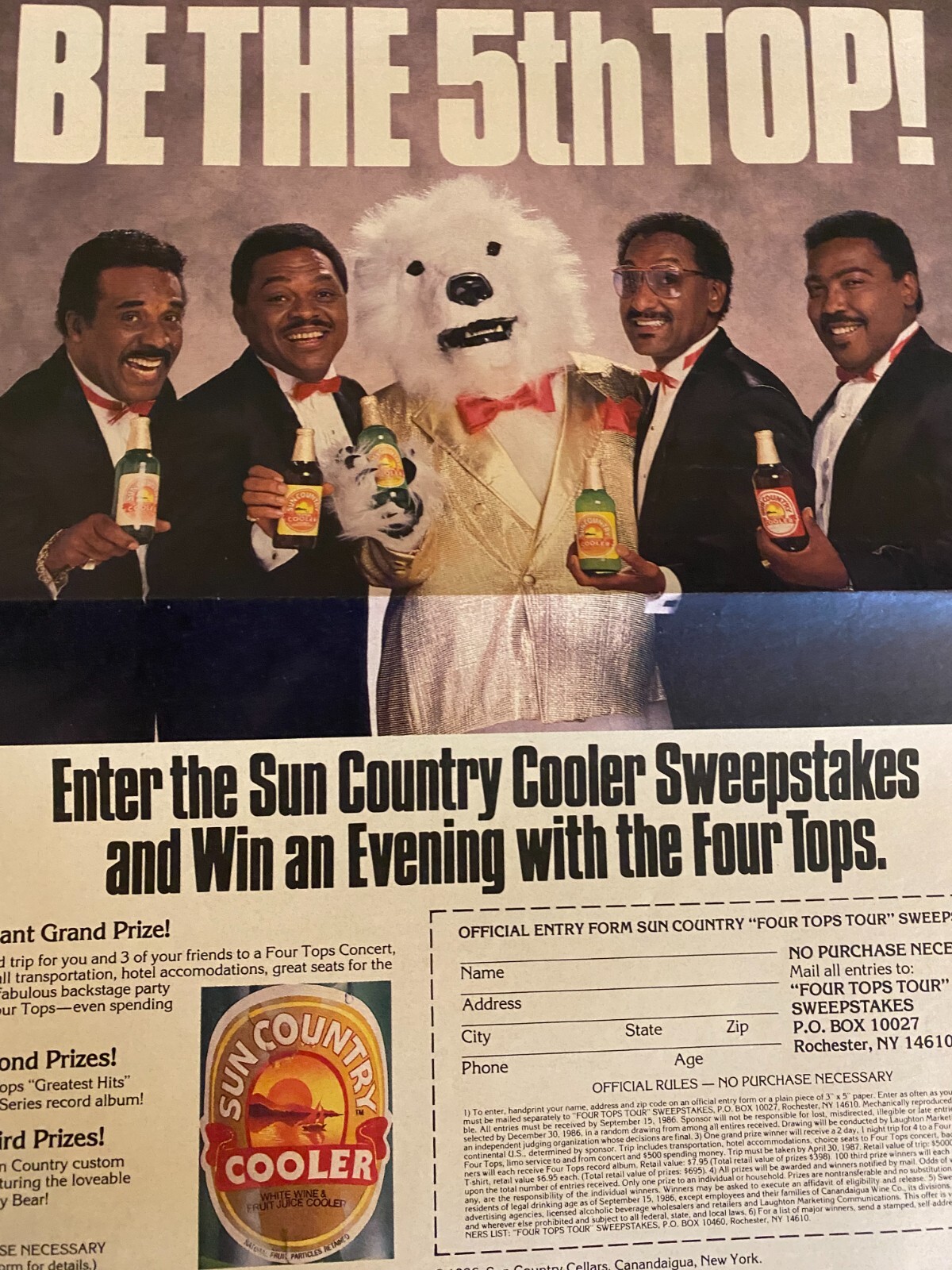The Four Tops, Sun Country Wine Coolers, Full Page Vintage