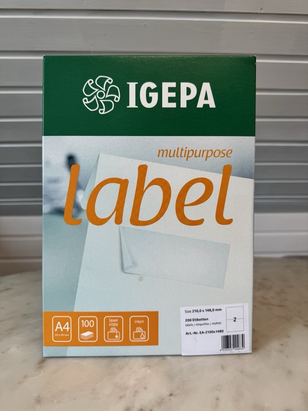 Igepa Label Multipurpose Neu Ovp | 100 Blatt A 2 Etiketten (210x148mm)