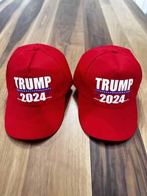 SET of TWO - 2024 RED Baseball Caps Trump - US Seller