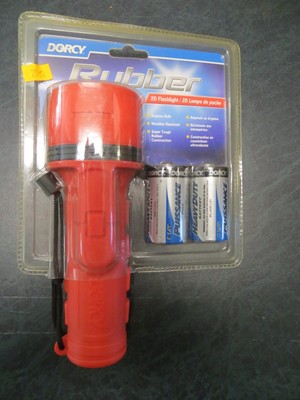 NOS Lot (2) Carded Dorcy Rubber 2D Krypton 41-2966 Flashlights