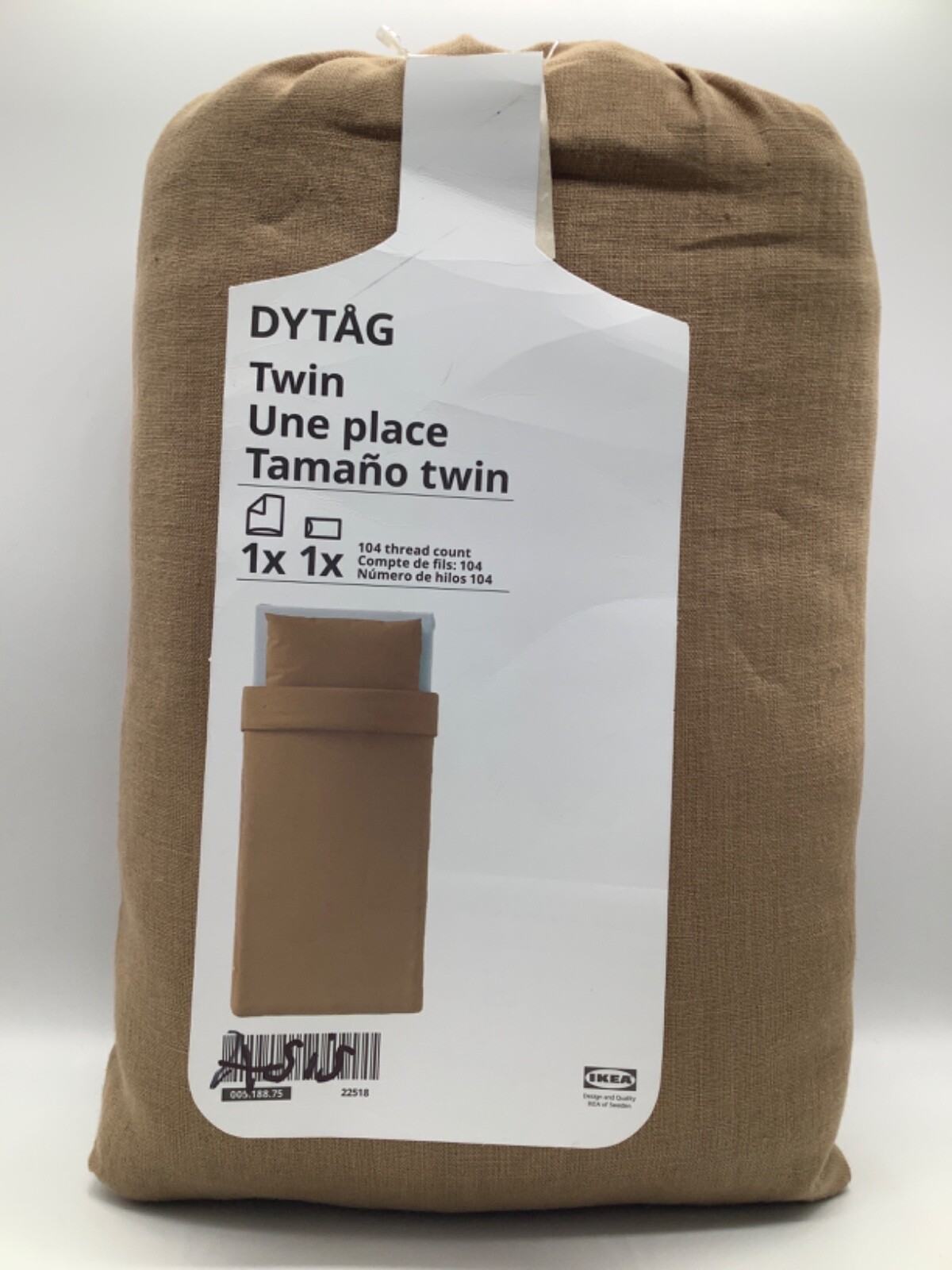 Ikea DYTÅG DYTAG Twin Duvet cover and Pillowcase, Dark Beige