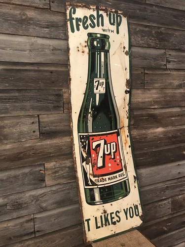 Vintage 7Up Bottle Sign Advertising 7Up Sign